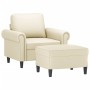 Sillón con taburete cuero sintético color crema 60 cm de , Sofás - Ref: Foro24-3201201, Precio: 219,94 €, Descuento: %