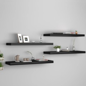 Floating wall shelves 4 pcs MDF black 80x23.5x3.8 cm by vidaXL, Shelves and shelves - Ref: Foro24-323837, Price: 68,99 €, Dis...