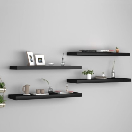 Floating wall shelves 4 pcs MDF black 80x23.5x3.8 cm by vidaXL, Shelves and shelves - Ref: Foro24-323837, Price: 68,59 €, Dis...