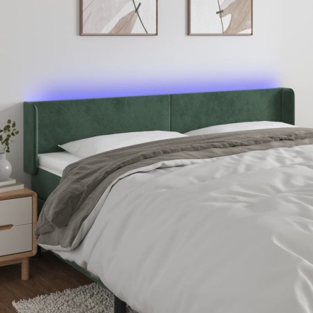 Dark green velvet headboard with LED lights 183x16x78/88 cm by , Headboards and footboards - Ref: Foro24-3123019, Price: 78,9...