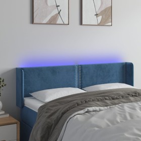 Dark blue velvet headboard with LED lights 147x16x78/88 cm by , Headboards and footboards - Ref: Foro24-3123148, Price: 78,99...