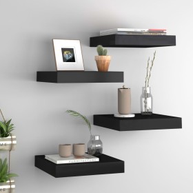 Floating wall shelves 4 pcs MDF black 23x23.5x3.8 cm by vidaXL, Shelves and shelves - Ref: Foro24-323825, Price: 38,38 €, Dis...