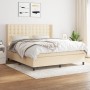 Box spring bed with cream-colored fabric mattress 160x200 cm by , Beds and slatted bases - Ref: Foro24-3131766, Price: 610,52...