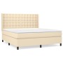 Cama box spring con colchón tela color crema 160x200 cm de , Camas y somieres - Ref: Foro24-3131766, Precio: 609,88 €, Descue...