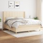 Cama box spring con colchón tela color crema 180x200 cm de , Camas y somieres - Ref: Foro24-3132014, Precio: 656,21 €, Descue...