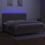 Cama box spring colchón y luces LED tela gris taupe 200x200 cm de , Camas y somieres - Ref: Foro24-3134905, Precio: 739,10 €,...