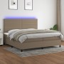 Boxspring-Bett, Matratze und LED-Lichter in grauem Taupe-Stoff, 200x200 cm. von , Betten und Lattenroste - Ref: Foro24-313498...