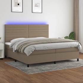 Box spring bed with mattress and LED lights, gray taupe fabric, 200x200 cm. by , Beds and slatted bases - Ref: Foro24-3134985...