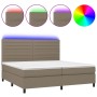 Boxspring-Bett, Matratze und LED-Lichter in grauem Taupe-Stoff, 200x200 cm. von , Betten und Lattenroste - Ref: Foro24-313498...