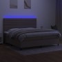 Boxspring-Bett, Matratze und LED-Lichter in grauem Taupe-Stoff, 200x200 cm. von , Betten und Lattenroste - Ref: Foro24-313498...