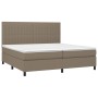 Boxspring-Bett, Matratze und LED-Lichter in grauem Taupe-Stoff, 200x200 cm. von , Betten und Lattenroste - Ref: Foro24-313506...