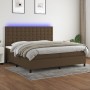 Boxspring-Bett mit LED-Lichtern, dunkelbraunem Stoff, 200x200 cm. von , Betten und Lattenroste - Ref: Foro24-3135224, Preis: ...