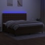 Boxspring-Bett mit LED-Lichtern, dunkelbraunem Stoff, 200x200 cm. von , Betten und Lattenroste - Ref: Foro24-3135224, Preis: ...