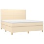 Boxspringbett mit Matratze und LED-Lichtern, cremefarbenem Stoff, 180x200 cm. von , Betten und Lattenroste - Ref: Foro24-3135...