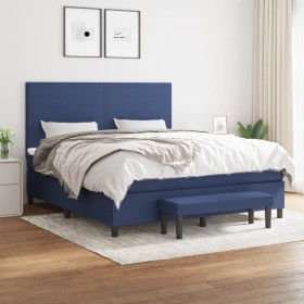 Box spring bed with blue fabric mattress 160x200 cm by , Beds and slatted bases - Ref: Foro24-3136451, Price: 626,50 €, Disco...