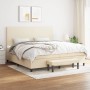 Cama box spring con colchón tela color crema 200x200 cm de , Camas y somieres - Ref: Foro24-3136466, Precio: 748,36 €, Descue...