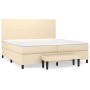 Cama box spring con colchón tela color crema 200x200 cm de , Camas y somieres - Ref: Foro24-3136466, Precio: 748,36 €, Descue...