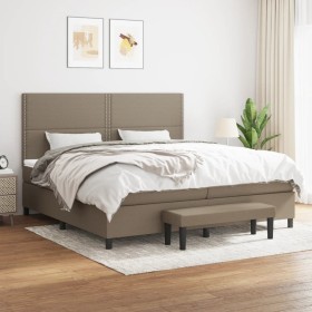 Box spring bed with gray taupe fabric mattress 200x200 cm by , Beds and slatted bases - Ref: Foro24-3136625, Price: 747,03 €,...