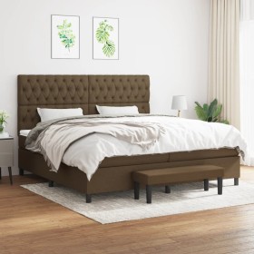 Cama box spring con colchón tela marrón oscuro 200x200 cm de , Camas y somieres - Ref: Foro24-3136864, Precio: 738,87 €, Desc...