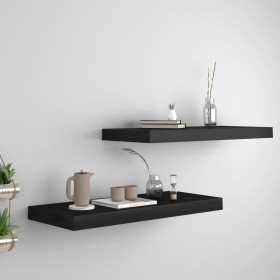 Floating wall shelves 2 pcs MDF black 60x23.5x3.8 cm by vidaXL, Shelves and shelves - Ref: Foro24-323833, Price: 32,27 €, Dis...