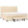 Cama box spring con colchón tela color crema 200x200 cm de , Camas y somieres - Ref: Foro24-3136866, Precio: 763,99 €, Descue...