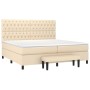 Cama box spring con colchón tela color crema 200x200 cm de , Camas y somieres - Ref: Foro24-3136866, Precio: 763,99 €, Descue...