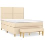 Box spring bed with cream-colored fabric mattress 140x190 cm by , Beds and slatted bases - Ref: Foro24-3137074, Price: 558,45...