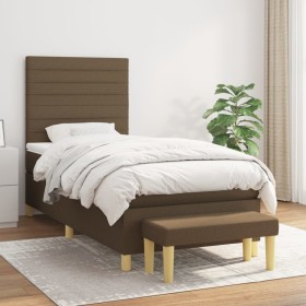 Box spring bed with dark brown fabric mattress 90x190 cm by , Beds and slatted bases - Ref: Foro24-3137200, Price: 387,99 €, ...