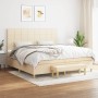 Cama box spring con colchón tela color crema 200x200 cm de , Camas y somieres - Ref: Foro24-3137186, Precio: 703,99 €, Descue...