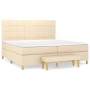 Cama box spring con colchón tela color crema 200x200 cm de , Camas y somieres - Ref: Foro24-3137186, Precio: 703,99 €, Descue...