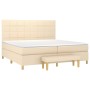 Cama box spring con colchón tela color crema 200x200 cm de , Camas y somieres - Ref: Foro24-3137186, Precio: 703,99 €, Descue...