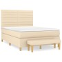 Boxspringbett mit cremefarbenem Stoffbezug und Matratze, 140x200 cm. von , Betten und Lattenroste - Ref: Foro24-3137242, Prei...