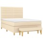 Boxspringbett mit cremefarbenem Stoffbezug und Matratze, 140x200 cm. von , Betten und Lattenroste - Ref: Foro24-3137242, Prei...