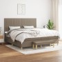 Box spring bed with gray taupe fabric mattress 200x200 cm by , Beds and slatted bases - Ref: Foro24-3137345, Price: 730,10 €,...