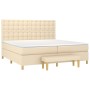 Cama box spring con colchón tela color crema 200x200 cm de , Camas y somieres - Ref: Foro24-3137506, Precio: 742,15 €, Descue...