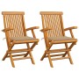 Garden chairs 2 units solid teak wood with beige cushions by , Garden chairs - Ref: Foro24-3062490, Price: 175,23 €, Discount: %