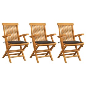 Garden chairs 3 units teak wood with taupe gray cushions by , Garden chairs - Ref: Foro24-3062522, Price: 210,99 €, Discount: %