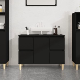 Armario para lavabo madera contrachapada negro 80x33x60 cm de , Tocadores de baño - Ref: Foro24-821269, Precio: 91,21 €, Desc...