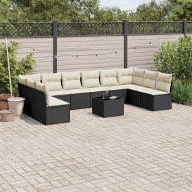 Gartensofagarnitur 11-teilig mit schwarzen Kissen aus synthetischem Rattan von , Gartensets - Ref: Foro24-3249935, Preis: 598...