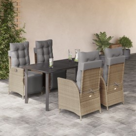 Garten-Essgruppe 5-teilig mit Kissen aus synthetischem Rattan in Beige. von , Gartensets - Ref: Foro24-3213458, Preis: 707,44...