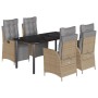 5-piece garden dining set with beige synthetic rattan cushions by , Garden sets - Ref: Foro24-3213458, Price: 707,44 €, Disco...