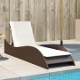 Synthetic rattan sun lounger with brown cushion 60x205x73 cm by , Loungers - Ref: Foro24-368279, Price: 152,99 €, Discount: %