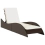 Synthetic rattan sun lounger with brown cushion 60x205x73 cm by , Loungers - Ref: Foro24-368279, Price: 152,99 €, Discount: %