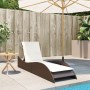 Synthetic rattan sun lounger with brown cushion 60x205x73 cm by , Loungers - Ref: Foro24-368279, Price: 152,99 €, Discount: %