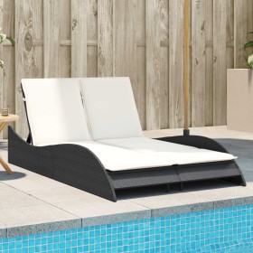 Tumbona con cojines ratán sintético negro 114x205x73 cm de , Tumbonas - Ref: Foro24-368287, Precio: 239,99 €, Descuento: %