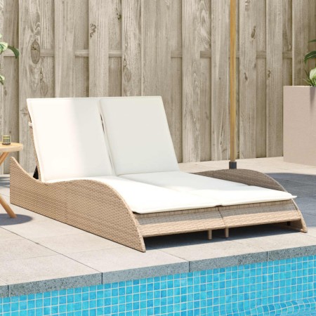 Synthetic rattan sun lounger with beige cushions 114x205x73 cm by , Loungers - Ref: Foro24-368291, Price: 287,22 €, Discount: %