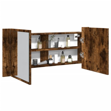 Bathroom cabinet with smoked oak mirror and LED light 100x12x45 cm by , bathroom vanities - Ref: Foro24-834959, Price: 92,04 ...