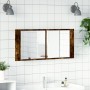 Armario de baño con espejo y luz LED roble ahumado 100x12x45 cm de , Tocadores de baño - Ref: Foro24-834959, Precio: 92,55 €,...