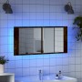 Armario de baño con espejo y luz LED roble ahumado 100x12x45 cm de , Tocadores de baño - Ref: Foro24-834959, Precio: 92,55 €,...