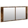 Armario de baño con espejo y luz LED roble ahumado 100x12x45 cm de , Tocadores de baño - Ref: Foro24-834959, Precio: 92,55 €,...